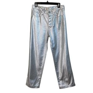 Silver Jeans Metallic 90s Baggy Womens Festival Futuristic Streetwear Jeans 4